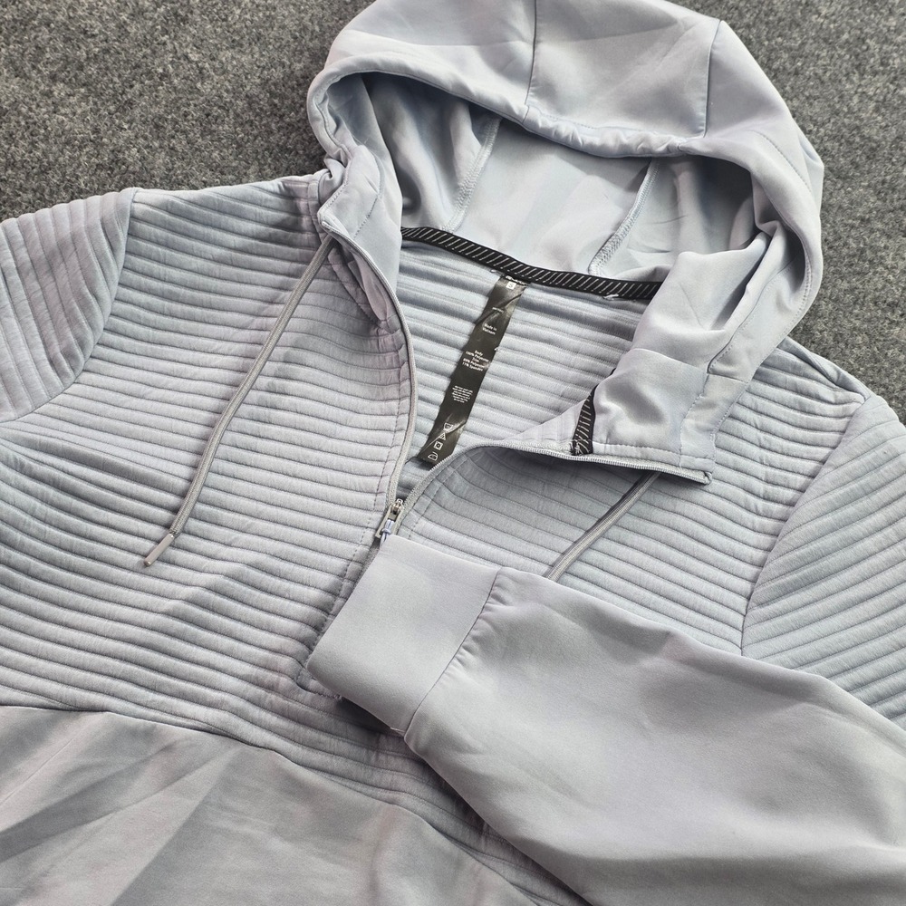 Apana Hoodie Womens Small Blue Gray Quilted Ribbed 1/4 Zip Pullover Activewear S